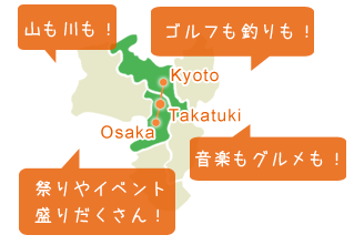 大阪と京都の真ん中に位置する高槻市